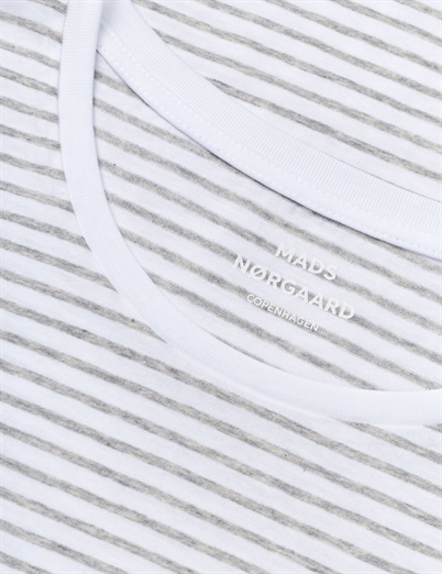 Mads Nørgaard - Organic Favorite Stripe Teasy T-shirt - Briliant White/Light Grey 